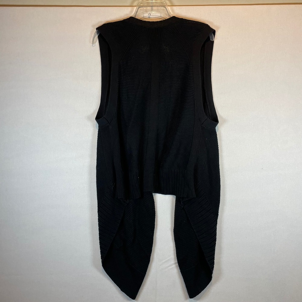 Banana Republic Womens Black Textured Knit Open Front Draped Vest Pockets Large - Picture 2 of 7